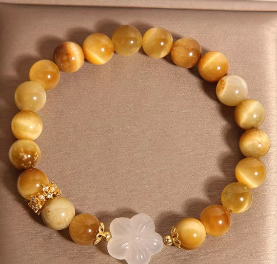 Chinese Natural Gold Tiger-eye Bracelet Women's Light Luxury