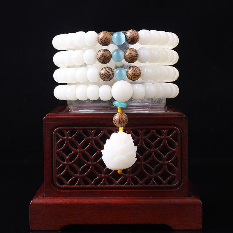 White Jade Bodhi Beads Long Bracelet Limited Edition