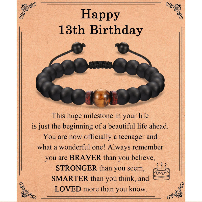 Premium Tigereye Woven Bracelet with Spacer Bead for Teens