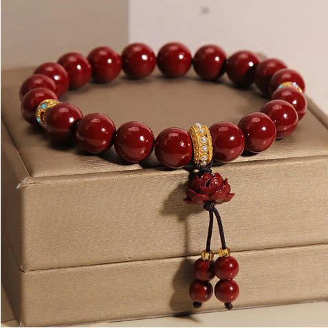 Cinnabar Lucky Bag Protective Talisman Round Beads Bracelets