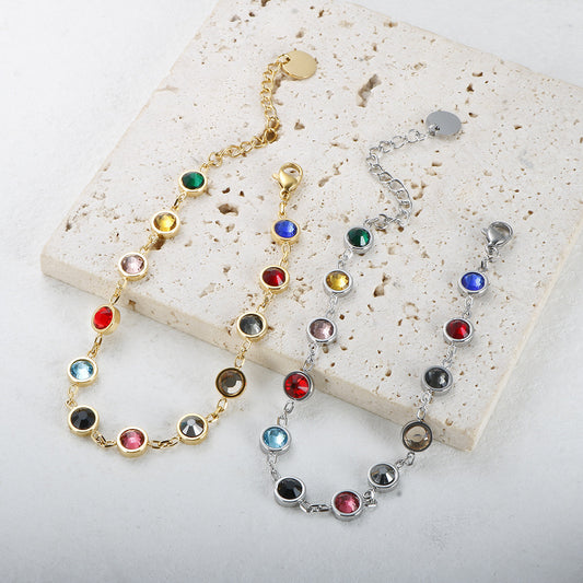 Elegant Bracelet with Colorful Rhinestones for Zodiac Fans