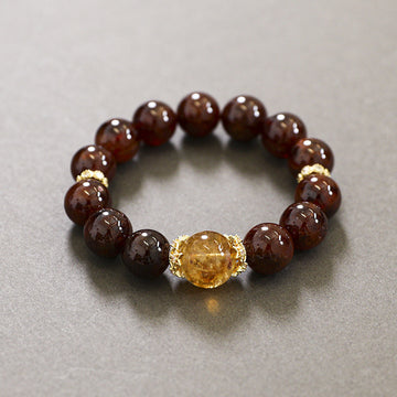 Natural Bovine Red Garnet Single Circle Crystal