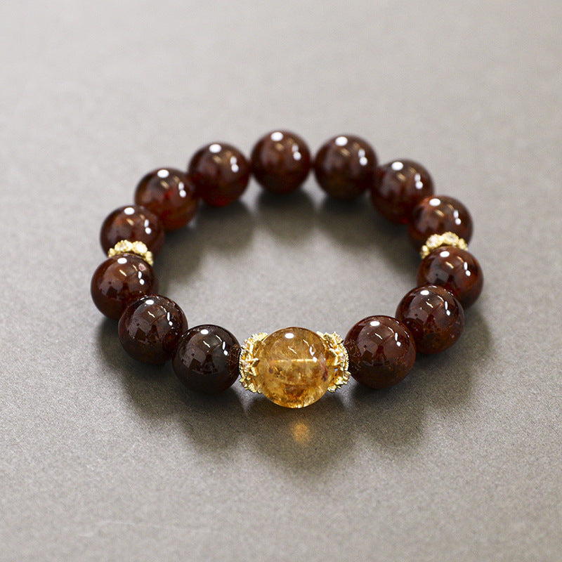 Natural Bovine Red Garnet Single Circle Crystal