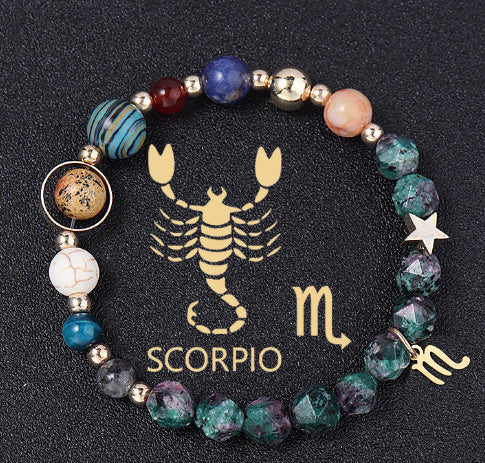 Natural Stone Twelve Constellations Bracelets Cut Hemp Stone Fashion