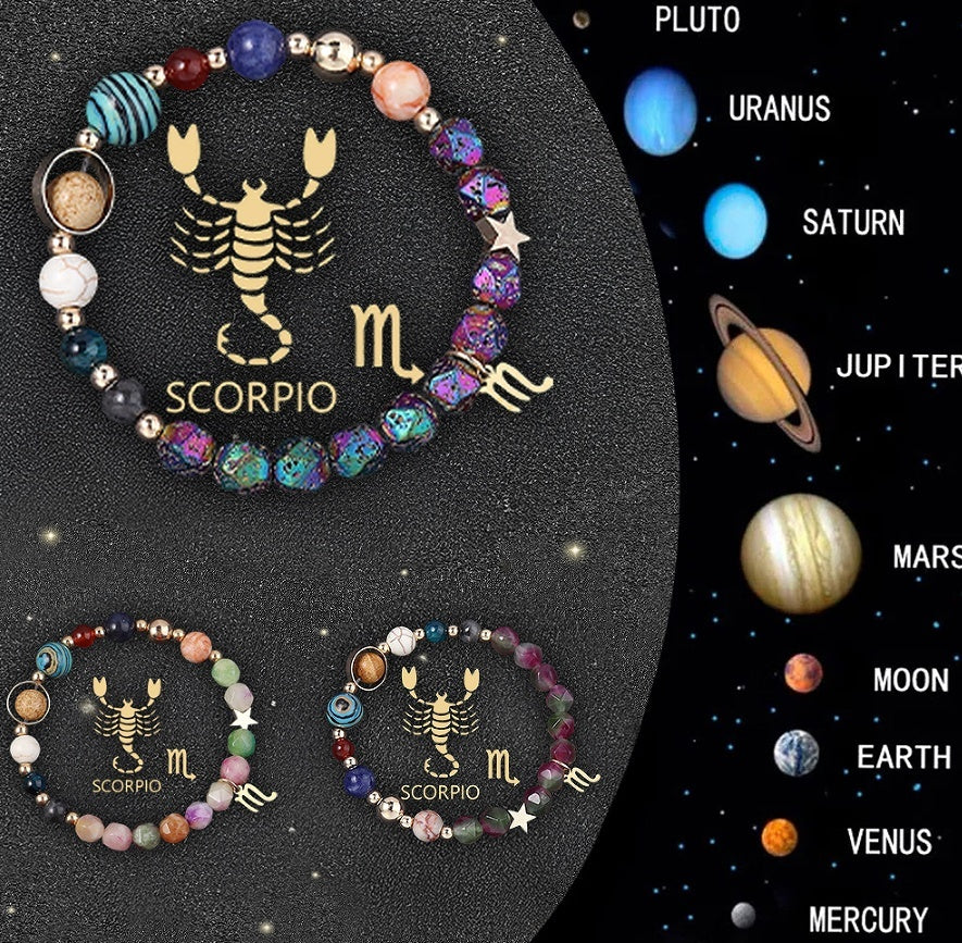 Crystal Stone Zodiac Sign Bracelet