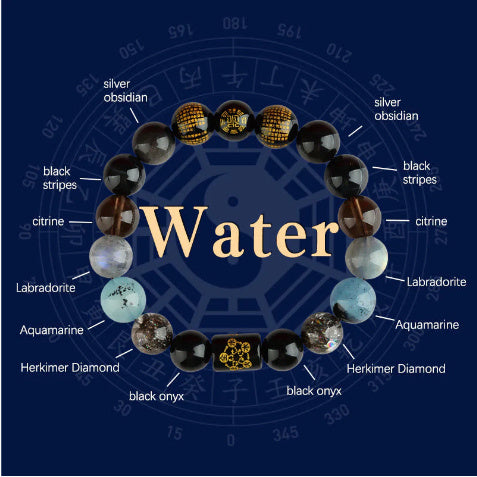 Five Elements Gold Wood Water Fire Soil Natural Crystal Bracelet