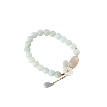 Brand Shell Flower Jade Water Drop Bracelet 14K Gold Elite