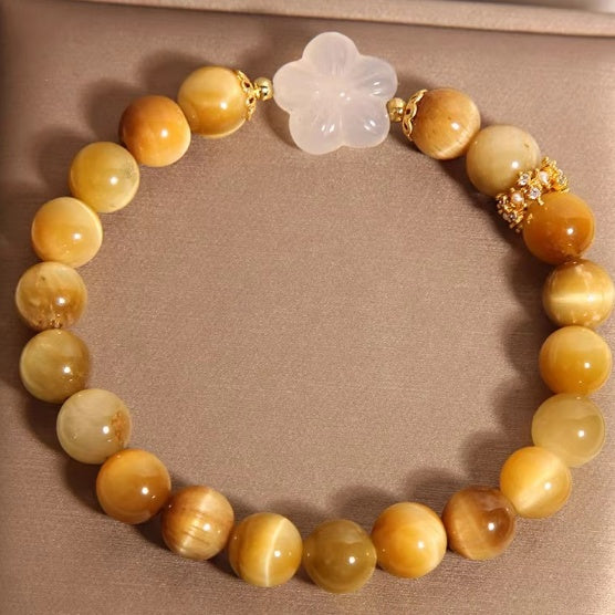 Chinese Natural Gold Tiger-eye Bracelet Women's Light Luxury