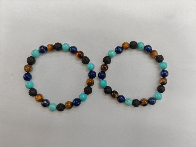 Tiger Eye Matte Blue Gold Stone Bracelet Exclusive Edition