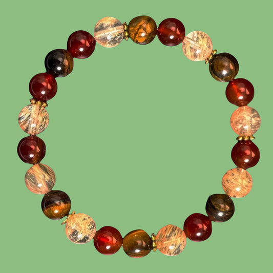 Premium Beaded Bracelet With Tigereye Crystals For Unisex