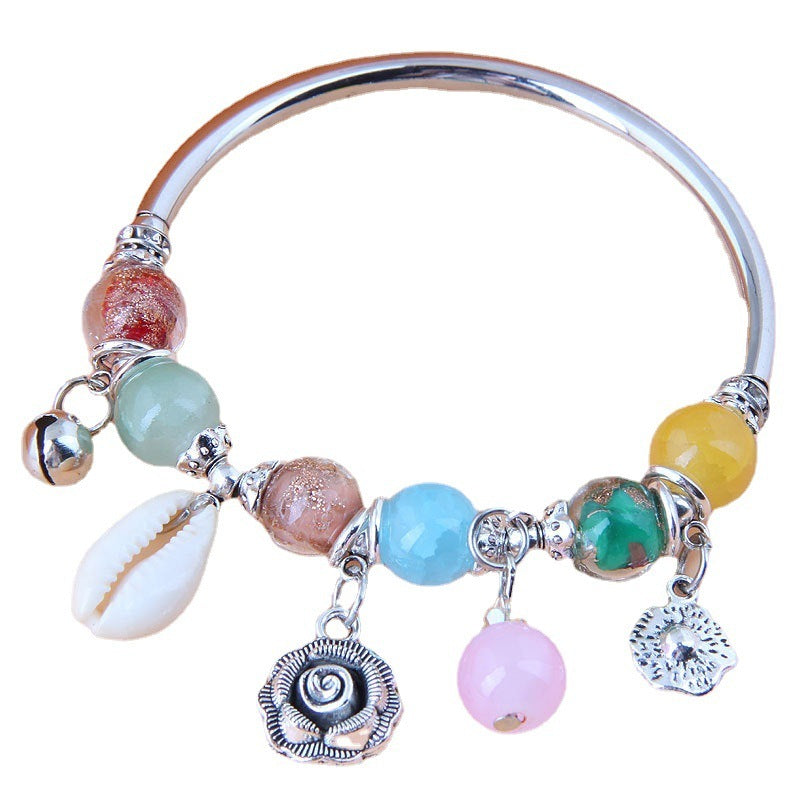 Our Brand Elite Evil Eye Bracelet Rose Shell Crystal Beads
