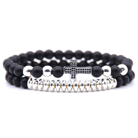 Brand Cross Elastic Bracelet Natural Stone Limited Edition