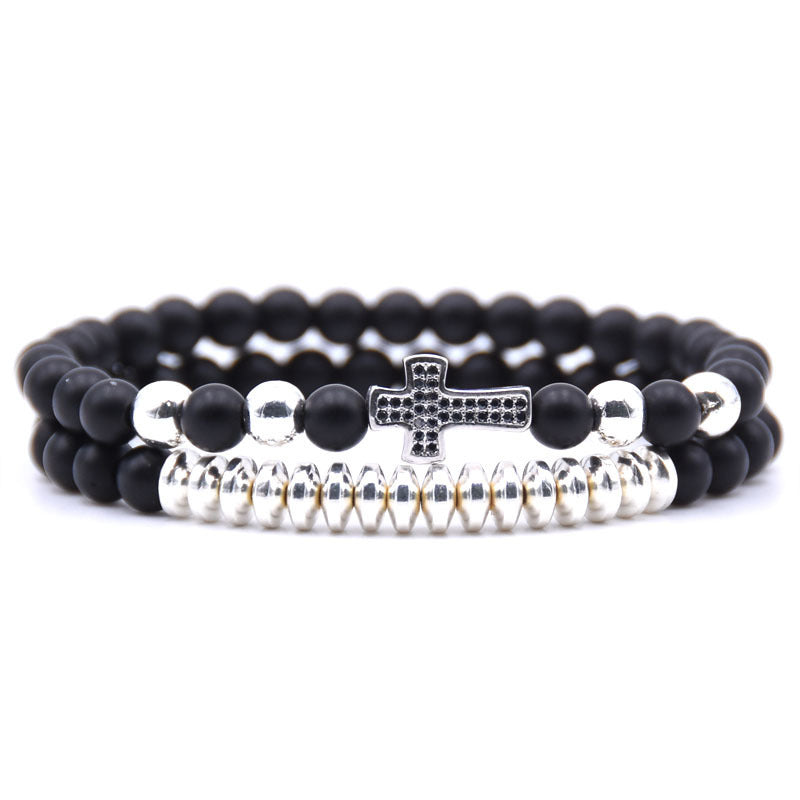 Brand Cross Elastic Bracelet Natural Stone Limited Edition