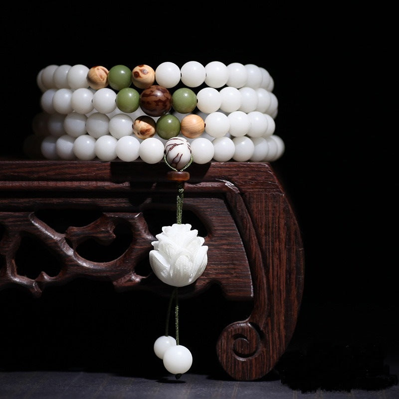 White Jade Bodhi Beads Long Bracelet Limited Edition
