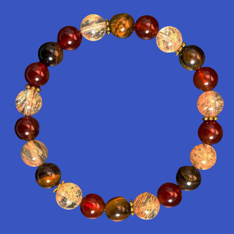 Premium Beaded Bracelet With Tigereye Crystals For Unisex