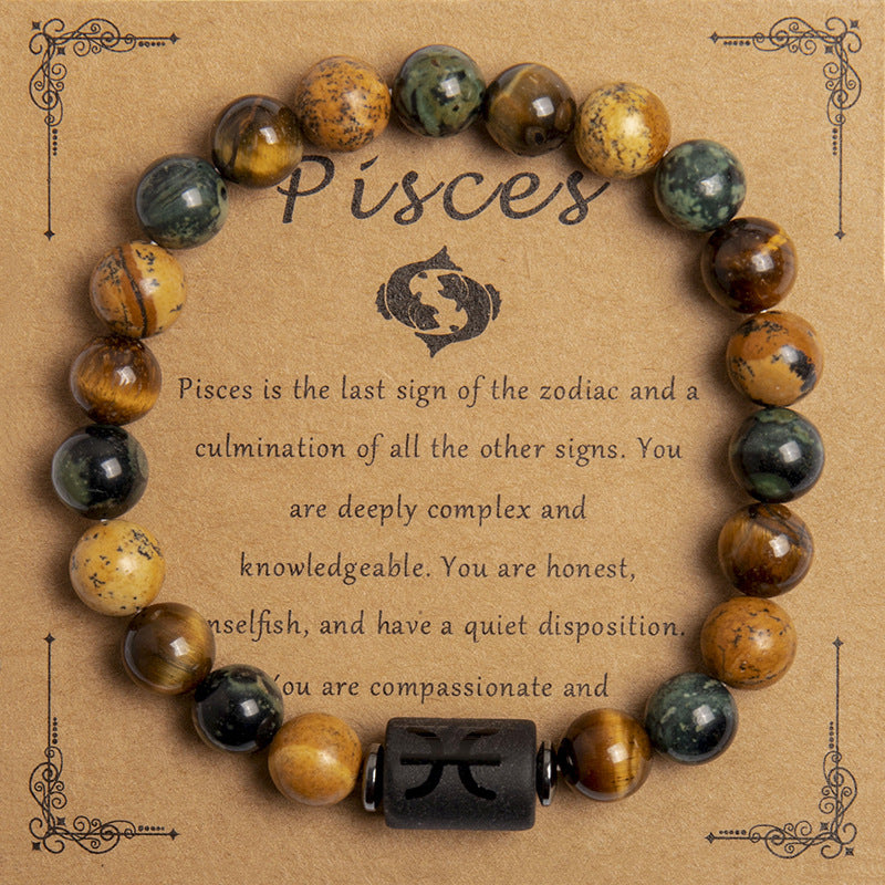 European Tigereye Beaded Bracelet Zodiac Constellations Fans