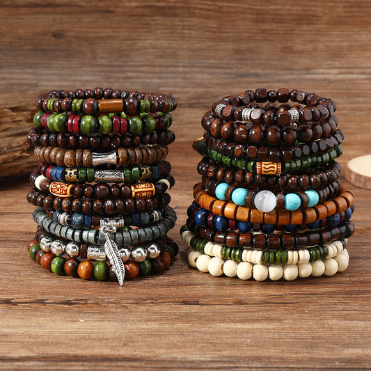 Brand Exclusive Bohemian Retro Wooden Bead Bracelet Set
