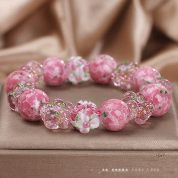 High-grade Girl Cherry Blossom Glass Crystal Bracelet