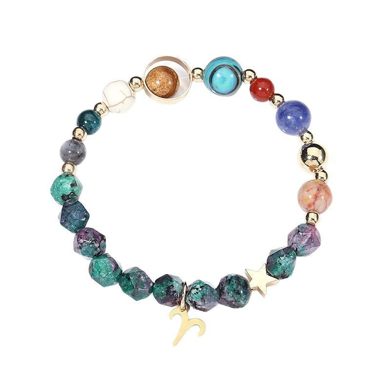 Natural Stone Twelve Constellations Bracelets Cut Hemp Stone Fashion