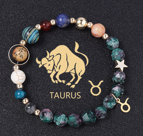 Natural Stone Twelve Constellations Bracelets Cut Hemp Stone Fashion