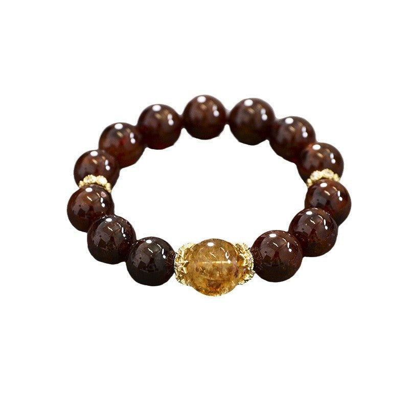 Natural Bovine Red Garnet Single Circle Crystal