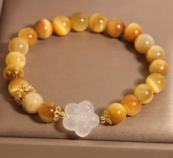 Chinese Natural Gold Tiger-eye Bracelet Women's Light Luxury