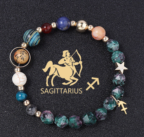 Natural Stone Twelve Constellations Bracelets Cut Hemp Stone Fashion