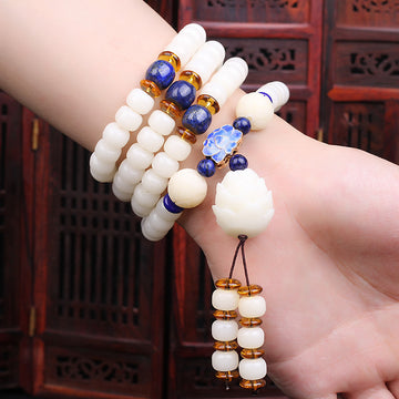 White Jade Bodhi Beads Long Bracelet Limited Edition