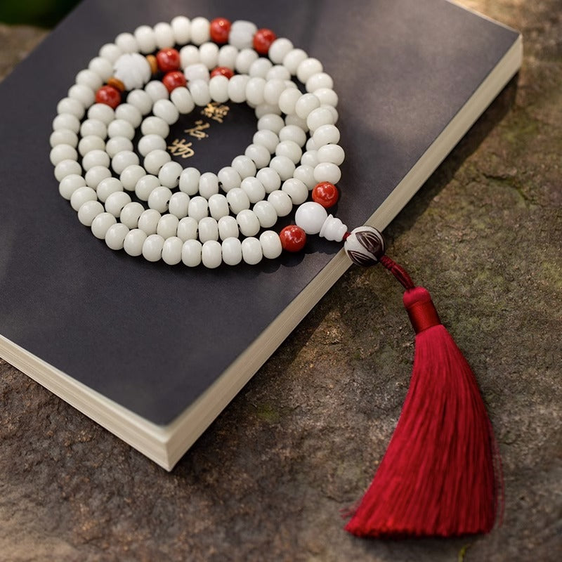 White Jade Bodhi Beads Long Bracelet Limited Edition