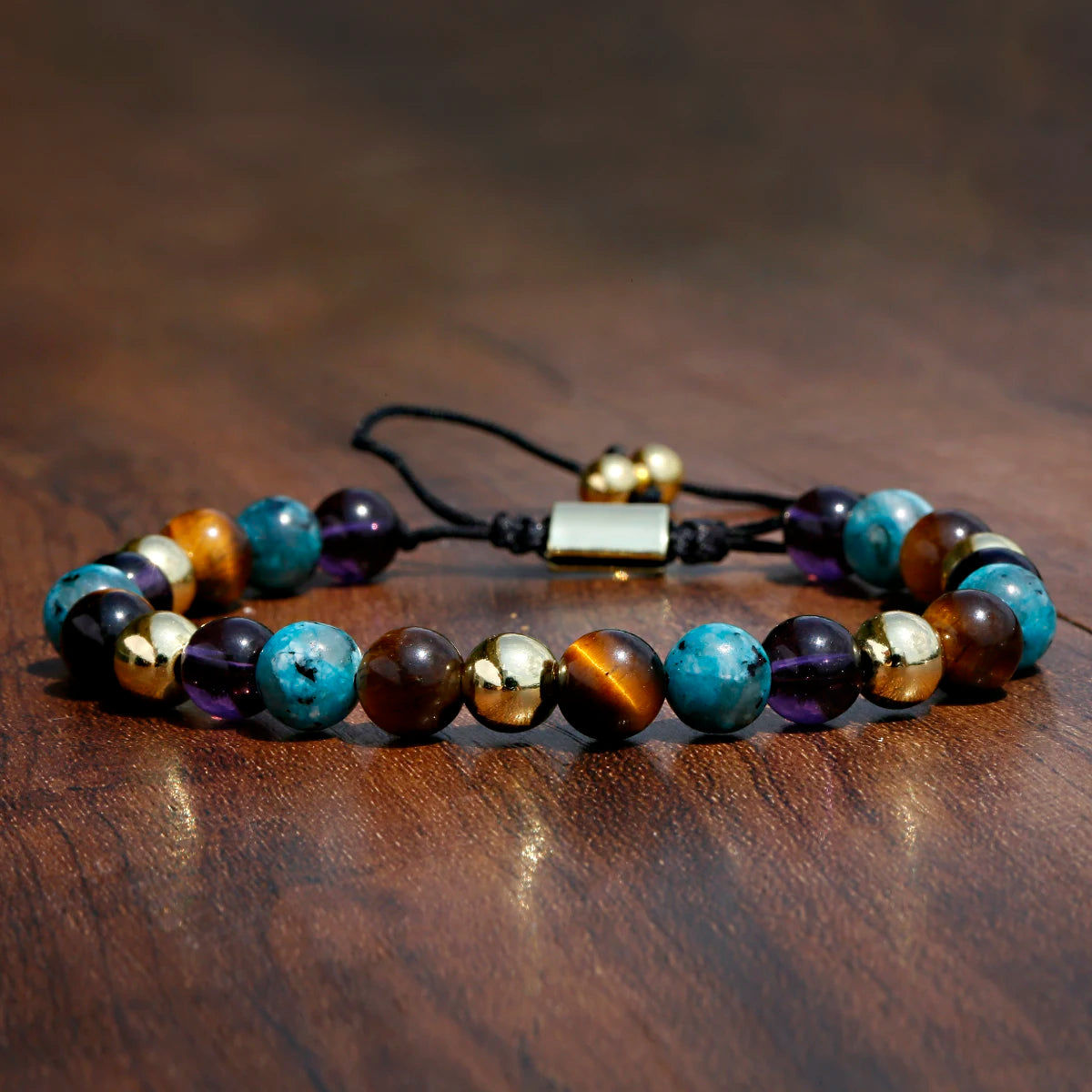 CN Zhejiang Tiger Eye Onyx Beaded Bracelet Elite Lux