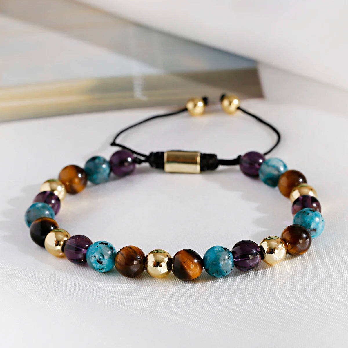 CN Zhejiang Tiger Eye Onyx Beaded Bracelet Elite Lux