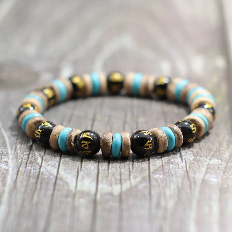 NoterCN Buddha Beaded Bracelet Lava Tiger Eye for Men