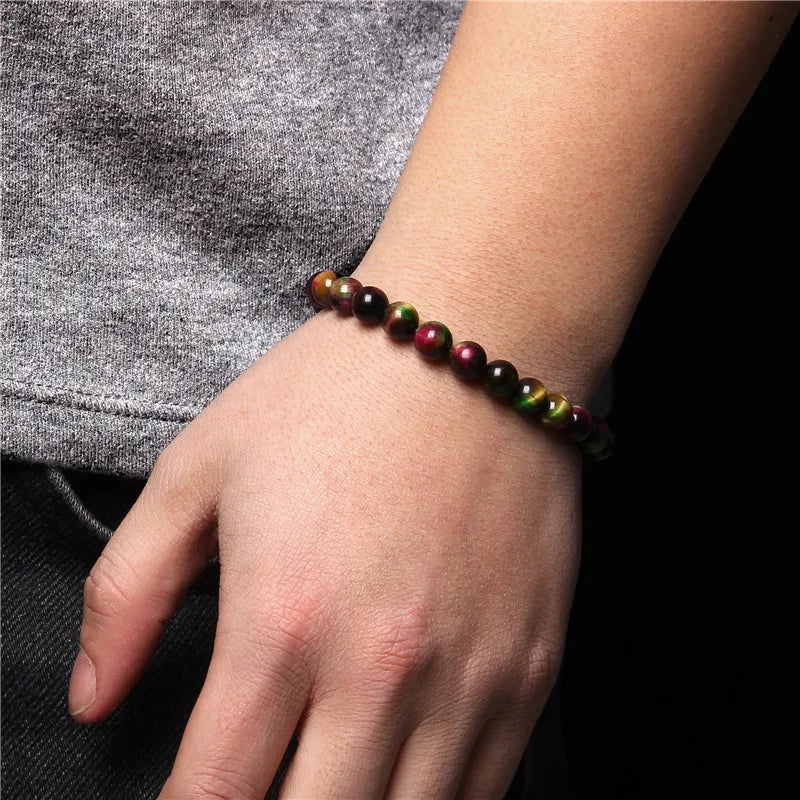 New Fashion Tiger Eye Beaded Bracelet 8mm Unisex Gift