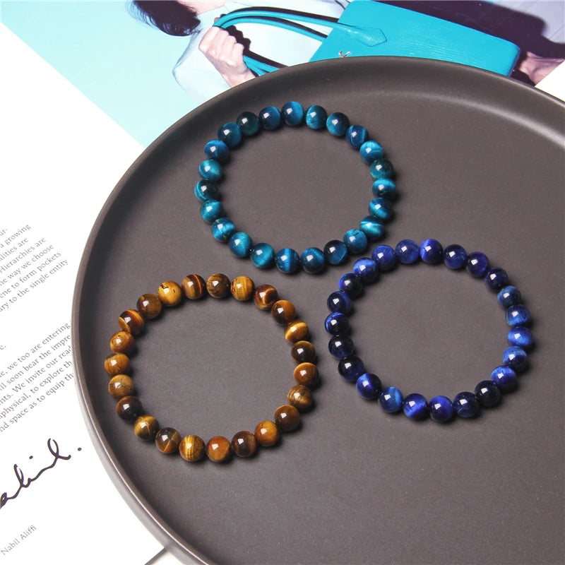 New Fashion Tiger Eye Beaded Bracelet 8mm Unisex Gift