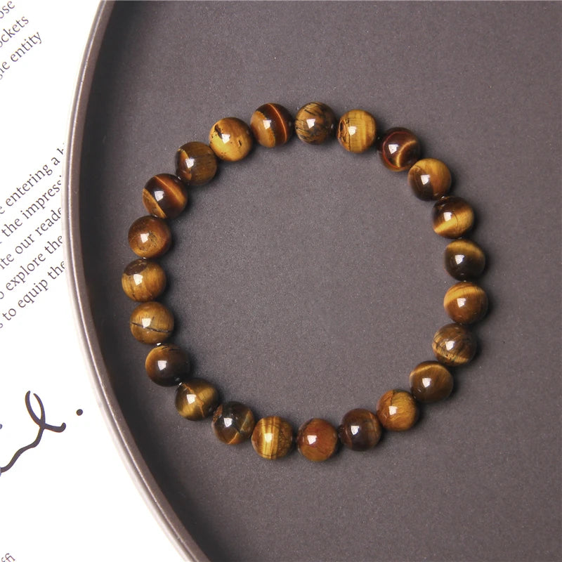 New Fashion Tiger Eye Beaded Bracelet 8mm Unisex Gift