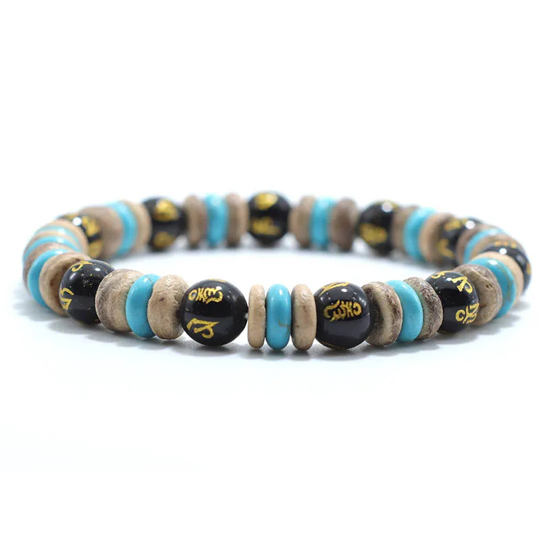 NoterCN Buddha Beaded Bracelet Lava Tiger Eye for Men
