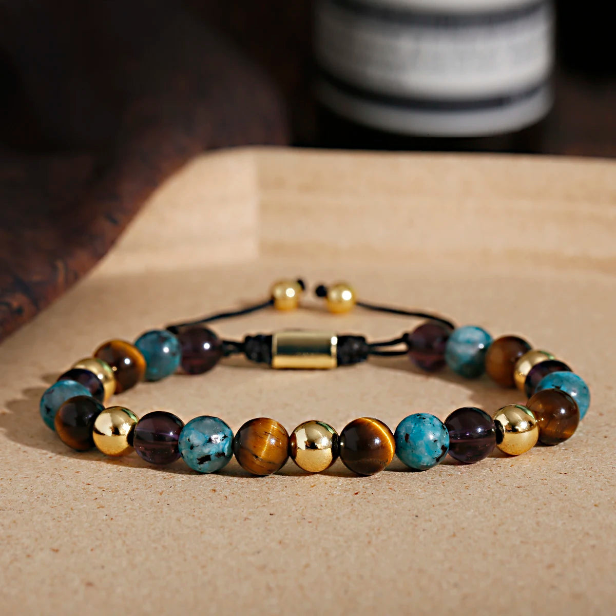CN Zhejiang Tiger Eye Onyx Beaded Bracelet Elite Lux