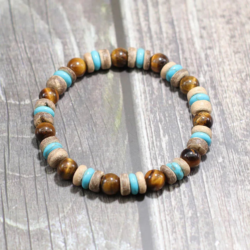 Tinker Shop Beaded Bracelet for Men with Lava Obsidian