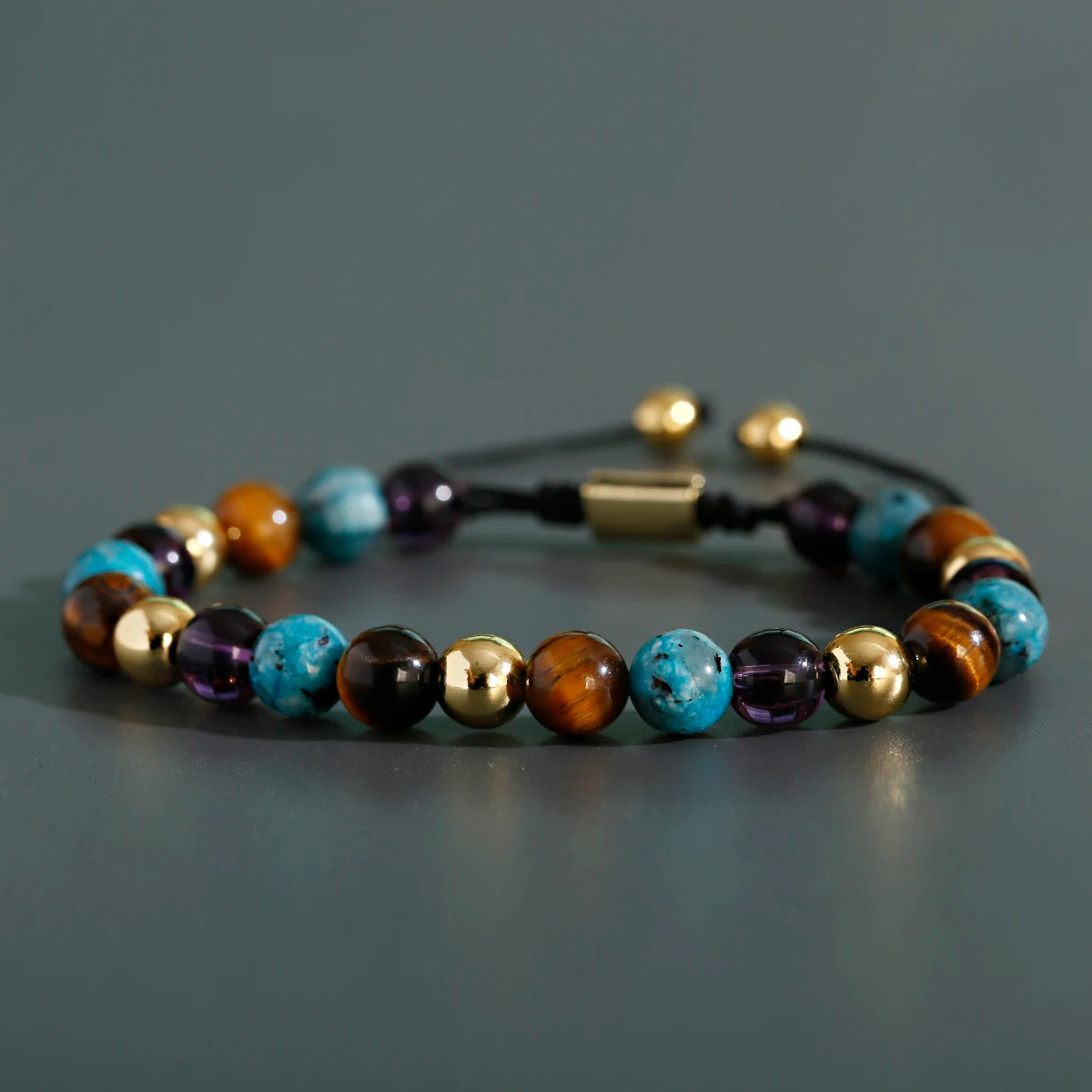 CN Zhejiang Tiger Eye Onyx Beaded Bracelet Elite Lux