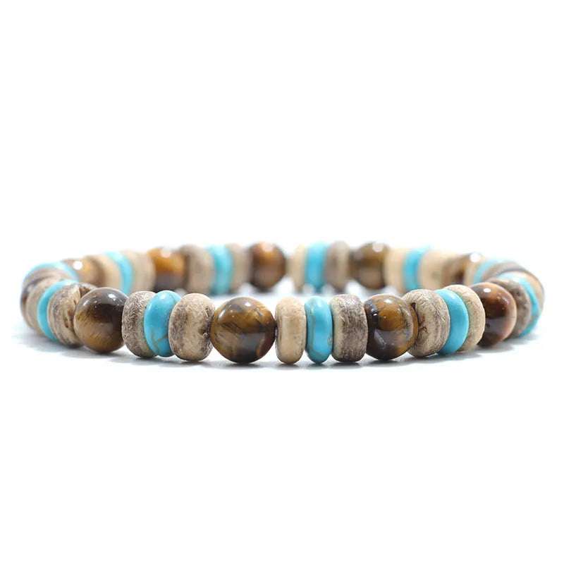 Tinker Shop Beaded Bracelet for Men with Lava Obsidian