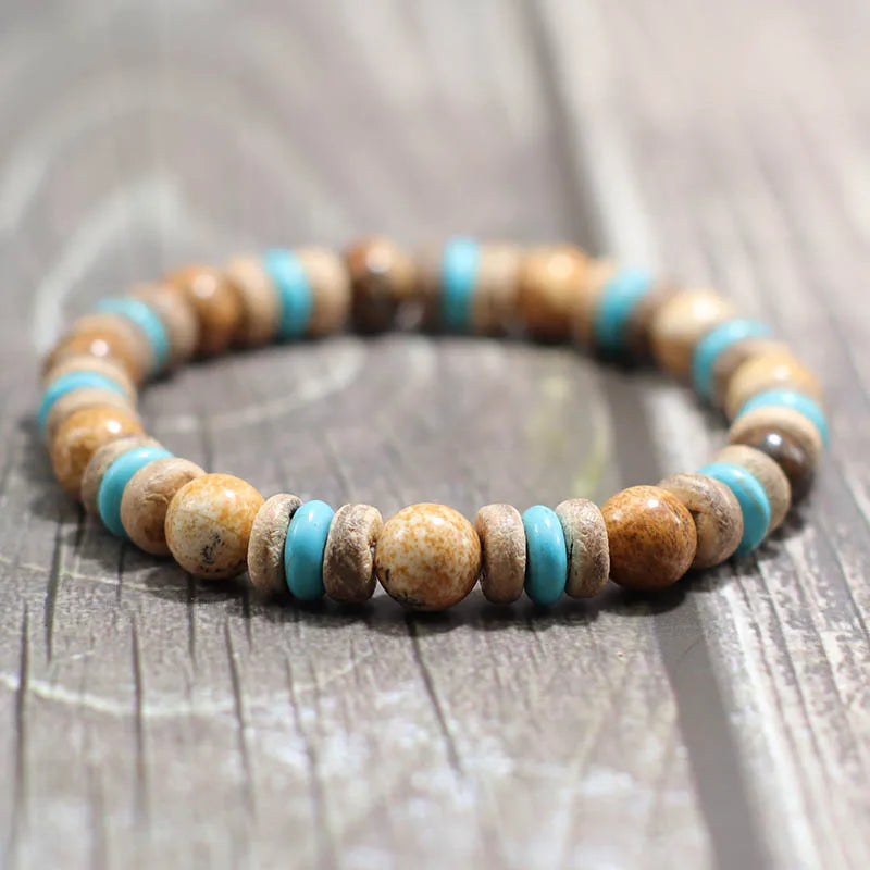 Tinker Shop Beaded Bracelet for Men with Lava Obsidian