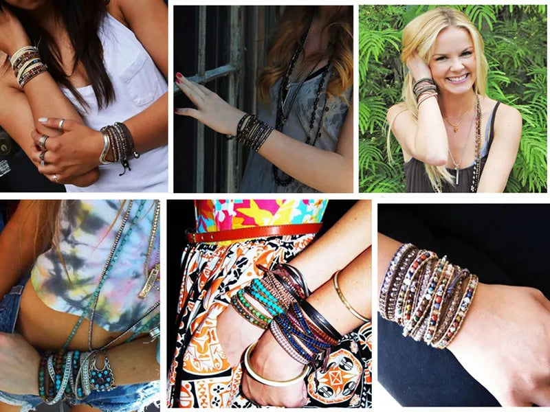 NEIPOCN Braided Bracelet With African Jasper Beads Unisex
