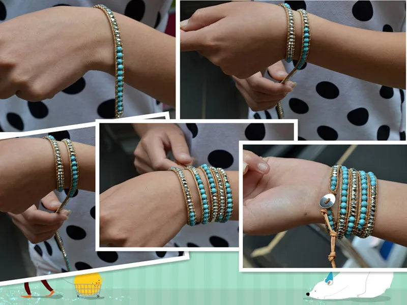 NEIPOCN Braided Bracelet With African Jasper Beads Unisex