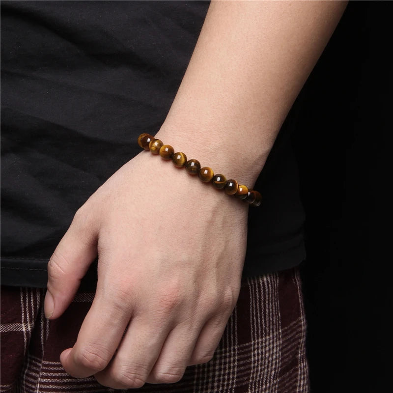 New Fashion Tiger Eye Beaded Bracelet 8mm Unisex Gift
