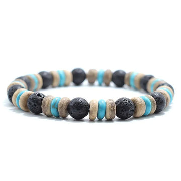 Tinker Shop Beaded Bracelet for Men with Lava Obsidian