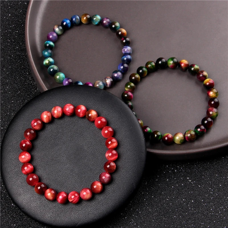 New Fashion Tiger Eye Beaded Bracelet 8mm Unisex Gift