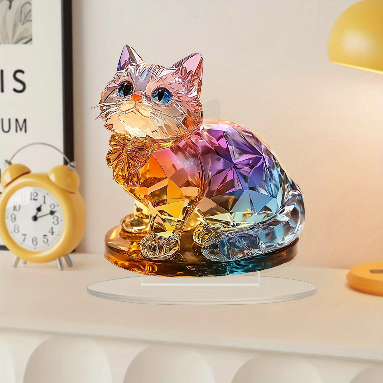 Premium 2D Acrylic Desktop Decoration Colorful Kitten Desk