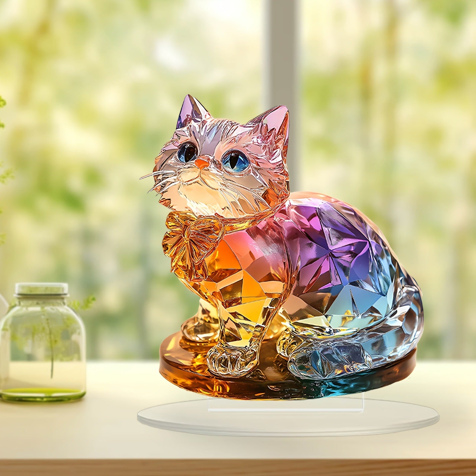 Premium 2D Acrylic Desktop Decoration Colorful Kitten Desk