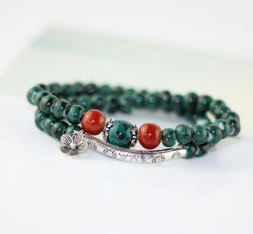 Miredo Charm Bracelet Ceramic With Plant Pattern For Women