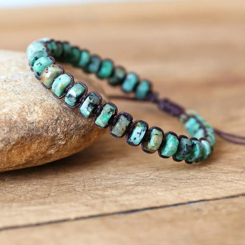 NEIPOCN Braided Bracelet With African Jasper Beads Unisex